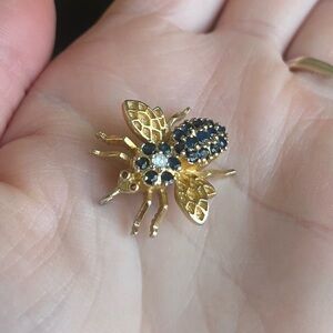 Vintage PAJ 925 Blue Sapphire Bee Pendant/Brooch Pin